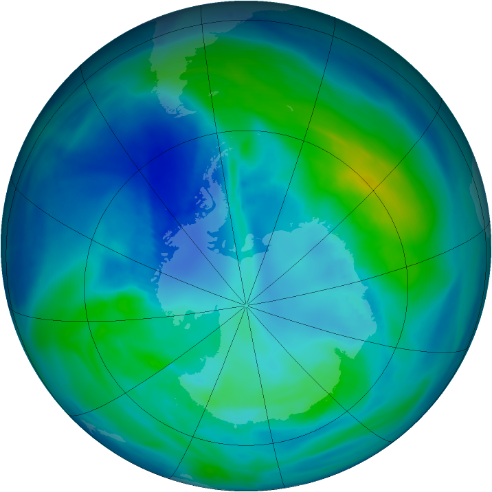Antarctic ozone map for 12 April 2008